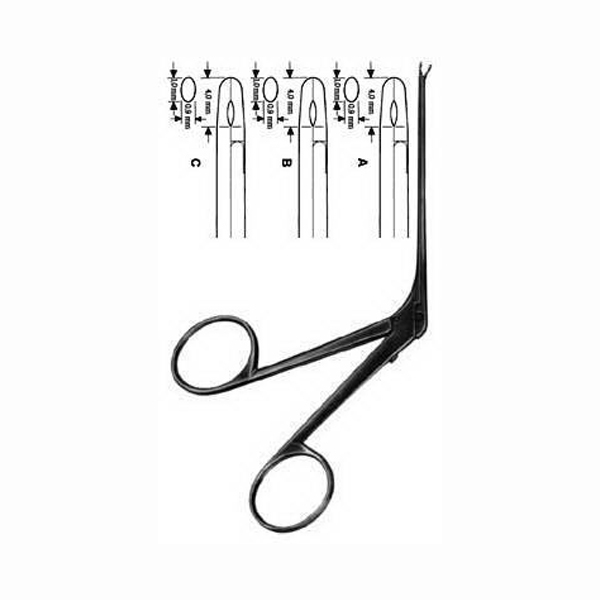 Micro Ear Forceps shaft length 80mm, straight, bent upwards